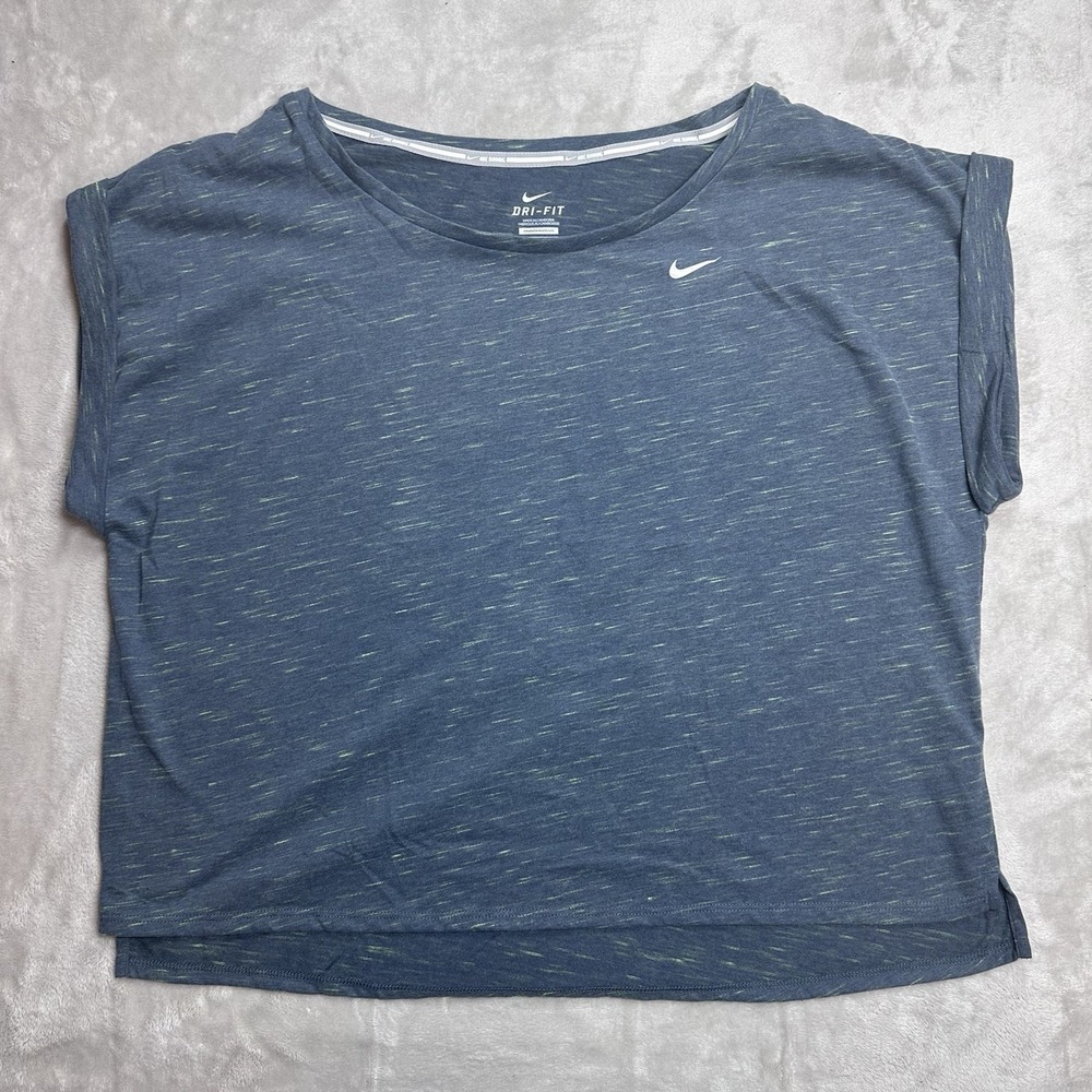Nike~Women's~Gray/Fluro. Green Accents Tailwind Neo Slub Crop Top Large ~Size XL
